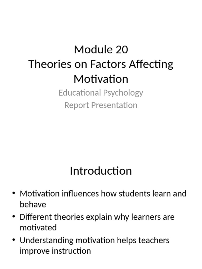 Factors Influencing Student Motivation | PDF