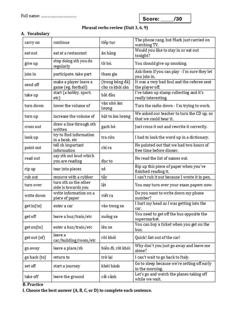 Phrasal Verbs Review and Practice | PDF