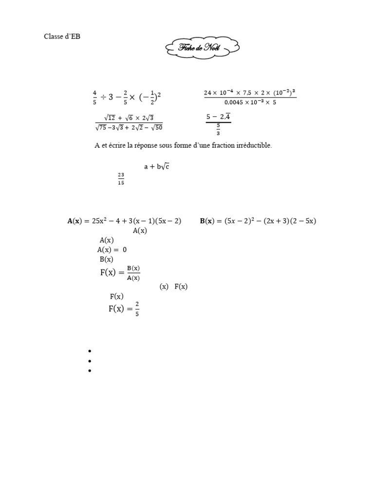 Exercices de mathématiques EB9 Noël | PDF | Cercle | Mathématiques