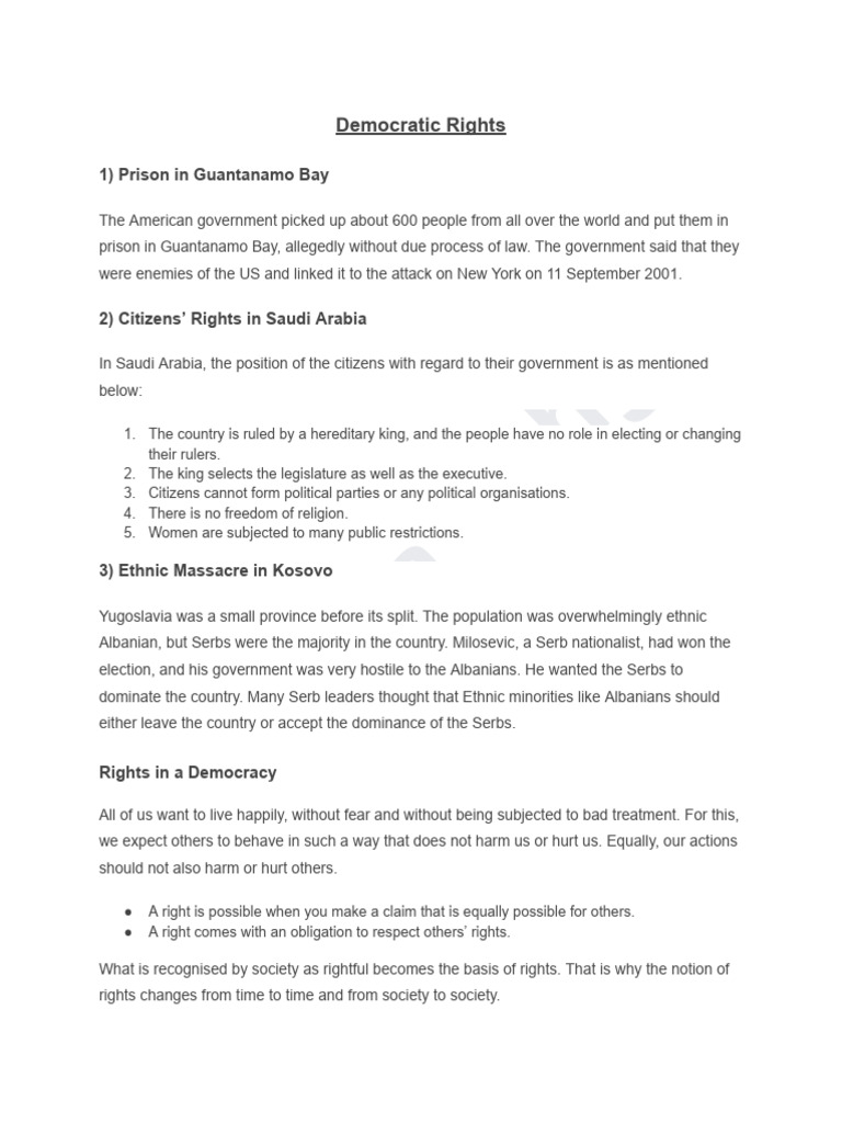 Democratic Rights | PDF | Citizenship | Rights