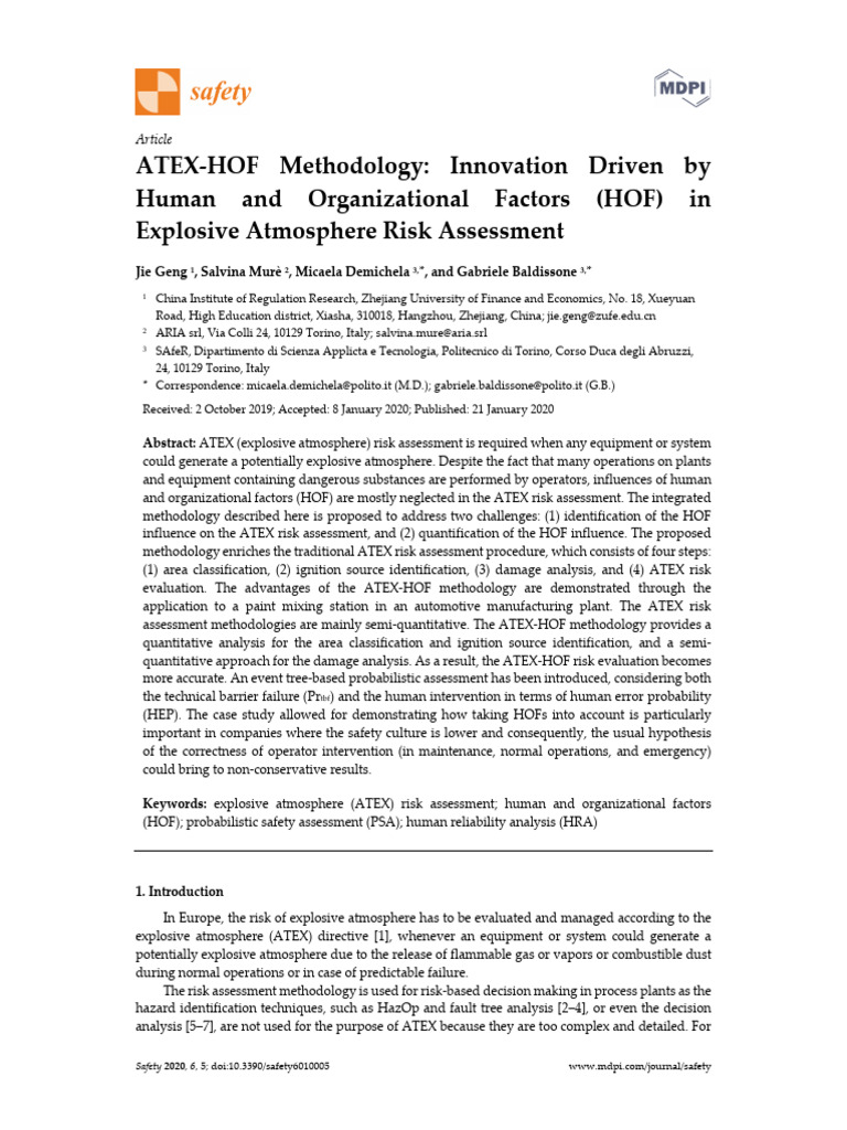 ATEX-HOF Methodology for Risk Assessment | PDF | Risk | Safety