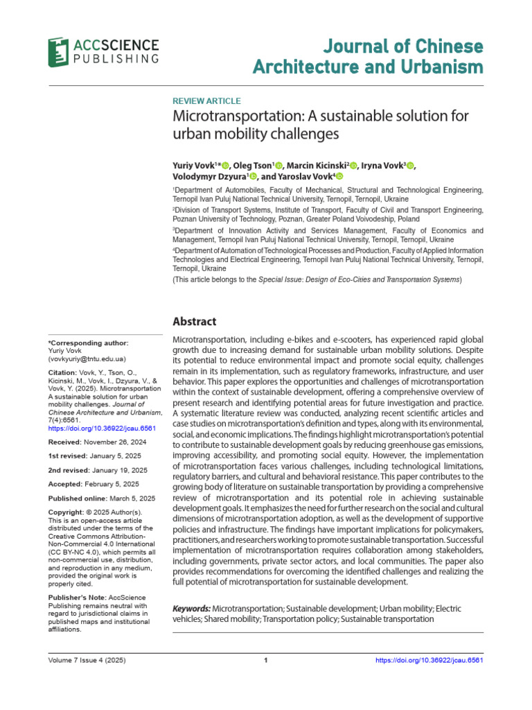 Microtransportation: A sustainable solution for urban mobility ...