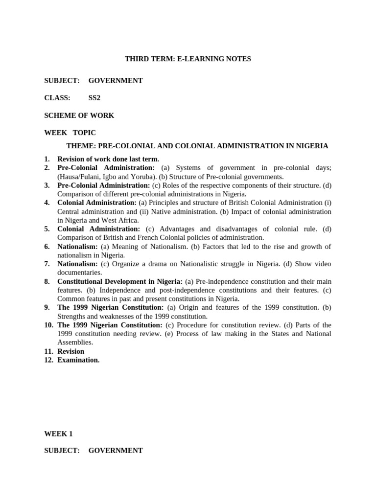 Ss 2 Third Term Govt E- Notes | PDF | Nigeria