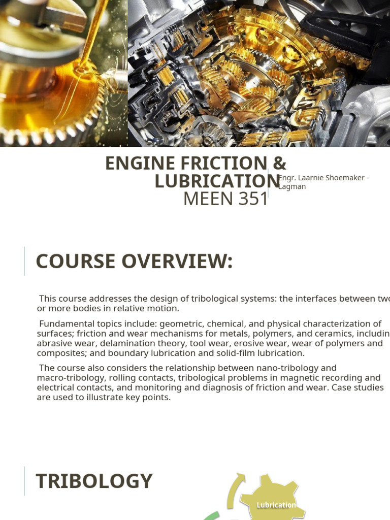 Understanding Engine Friction & Lubrication | PDF | Wear | Friction