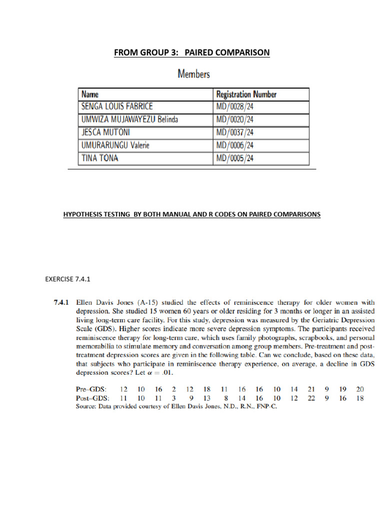 Group 3 - Hypothesis Testing by Both Manual and r Codes | PDF