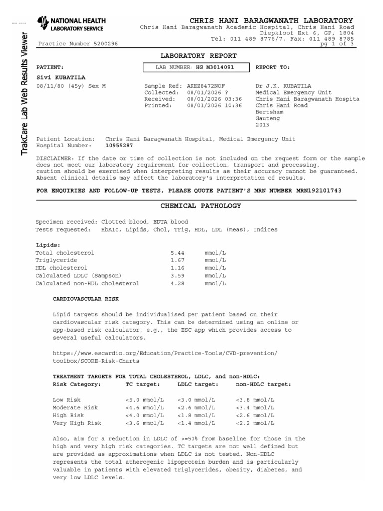 Cardiovascular Lipid Profile Report | PDF | Low Density Lipoprotein ...