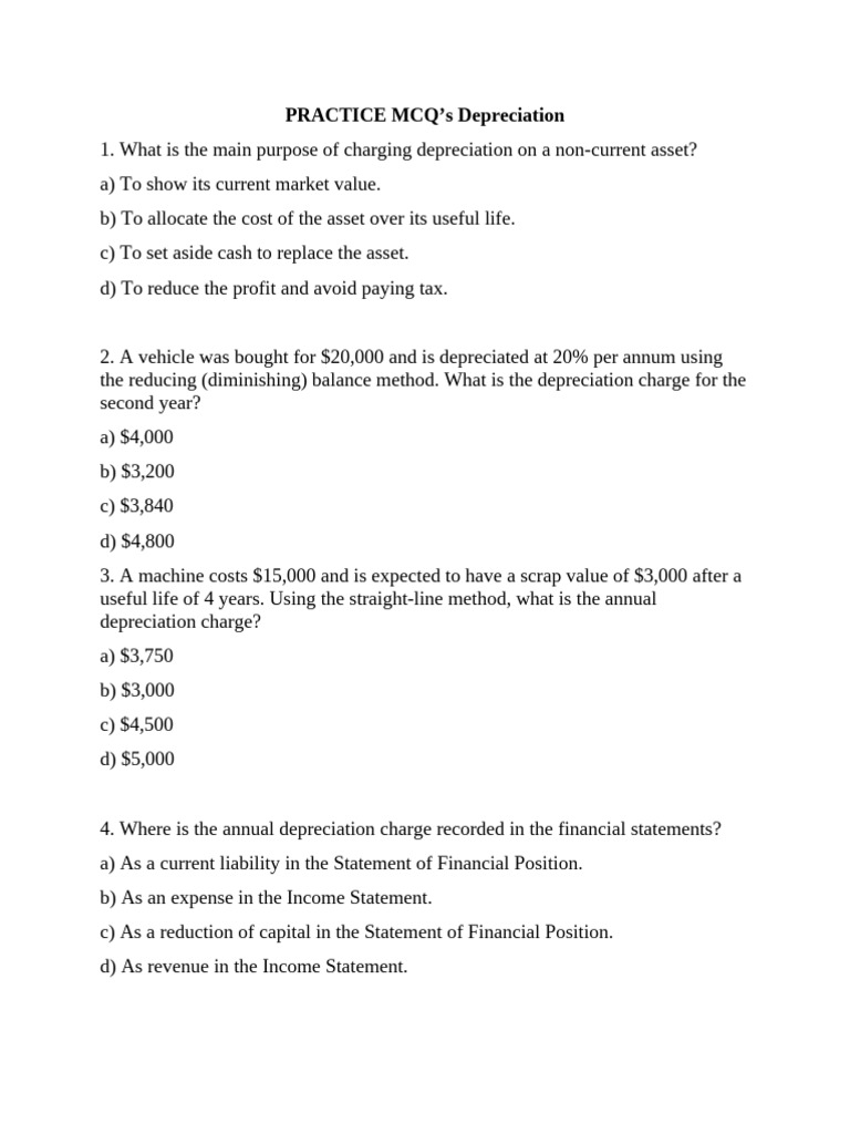 Depreciation and Bank Reconciliation MCQs | PDF | Debits And Credits ...