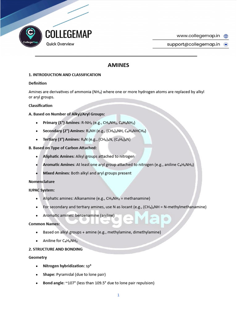 Understanding Amines: Types and Properties | PDF | Amine | Organic ...