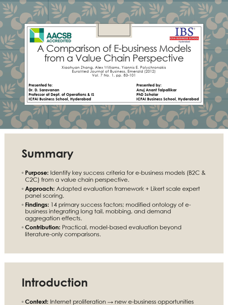 E-Business Models: Value Chain Success Factors | PDF