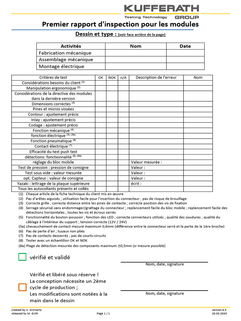 Rapport d'inspection des modules 6.5 | PDF