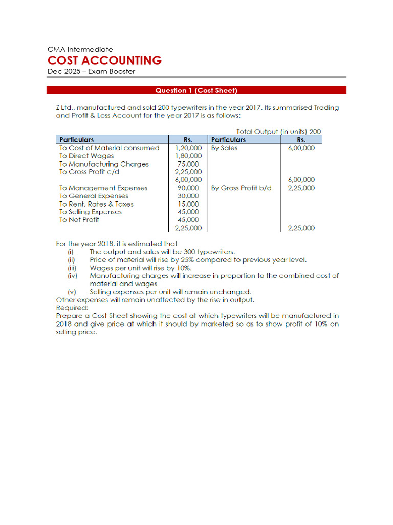 CMA Intermediate Cost Accounting Guide | PDF