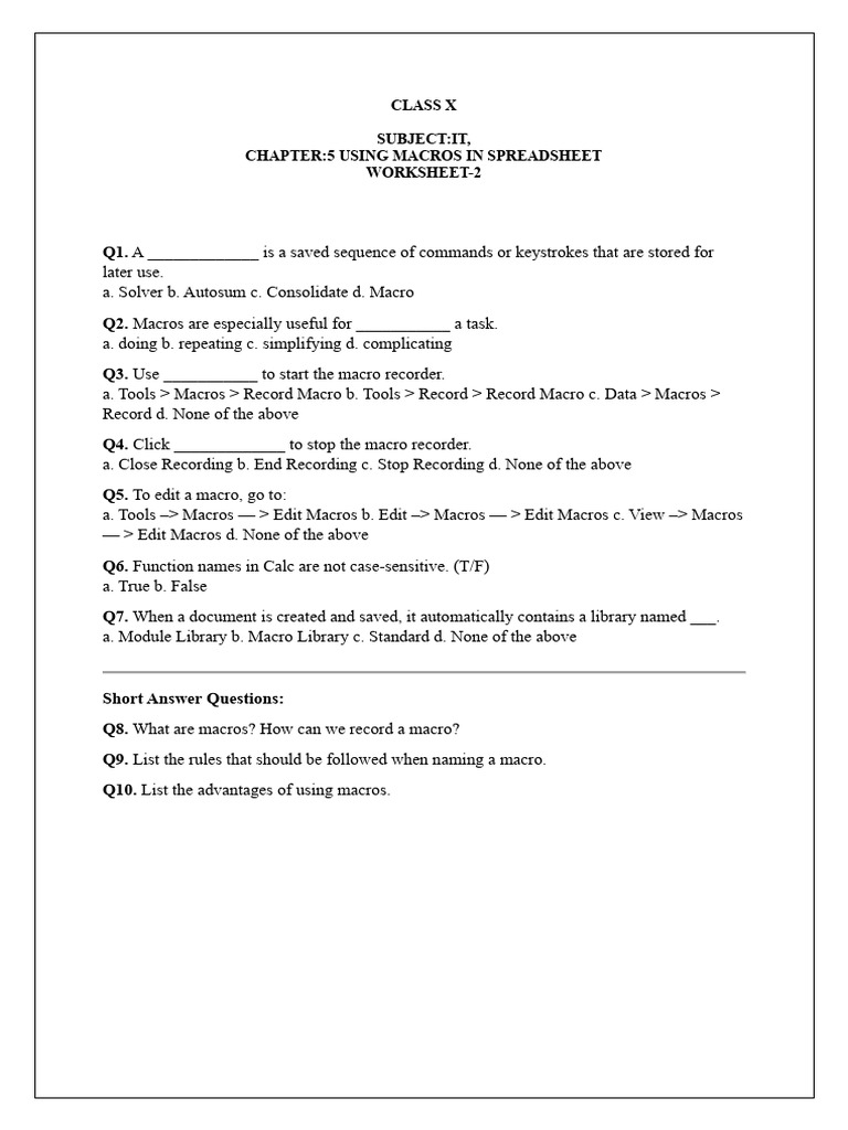 Understanding Macros in Spreadsheets | PDF