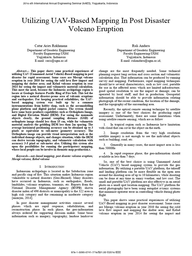 UAV Mapping for Post-Volcano Disaster Assessment | PDF | Volcano ...