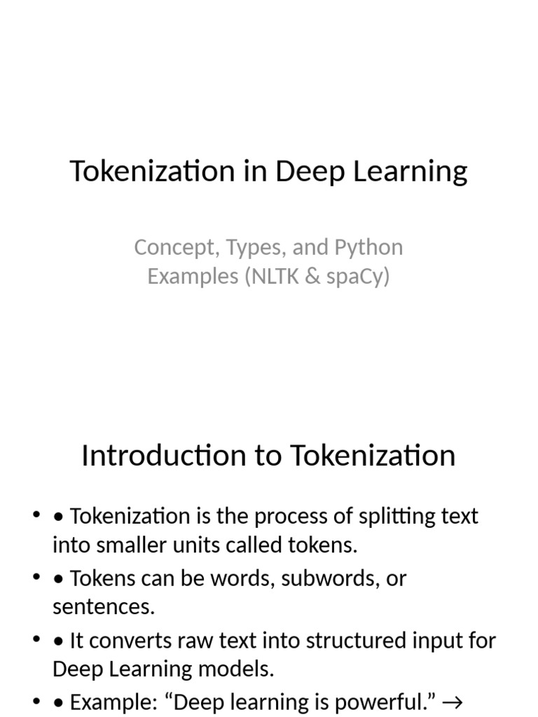 Tokenization Types in Deep Learning | PDF | Deep Learning | Applied ...