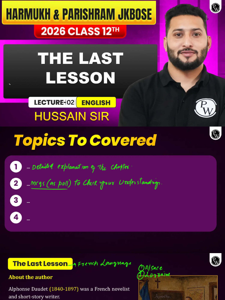 695fb8f56fcc88c52134fbe2 - ## - The Last Lesson 02 - Class Notes | PDF