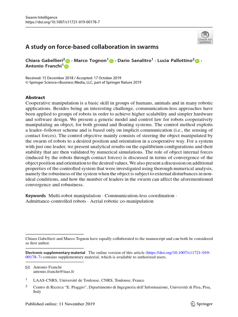 37_A_study_on_force-based_collaboration in swarms | PDF | Force | Mechanics