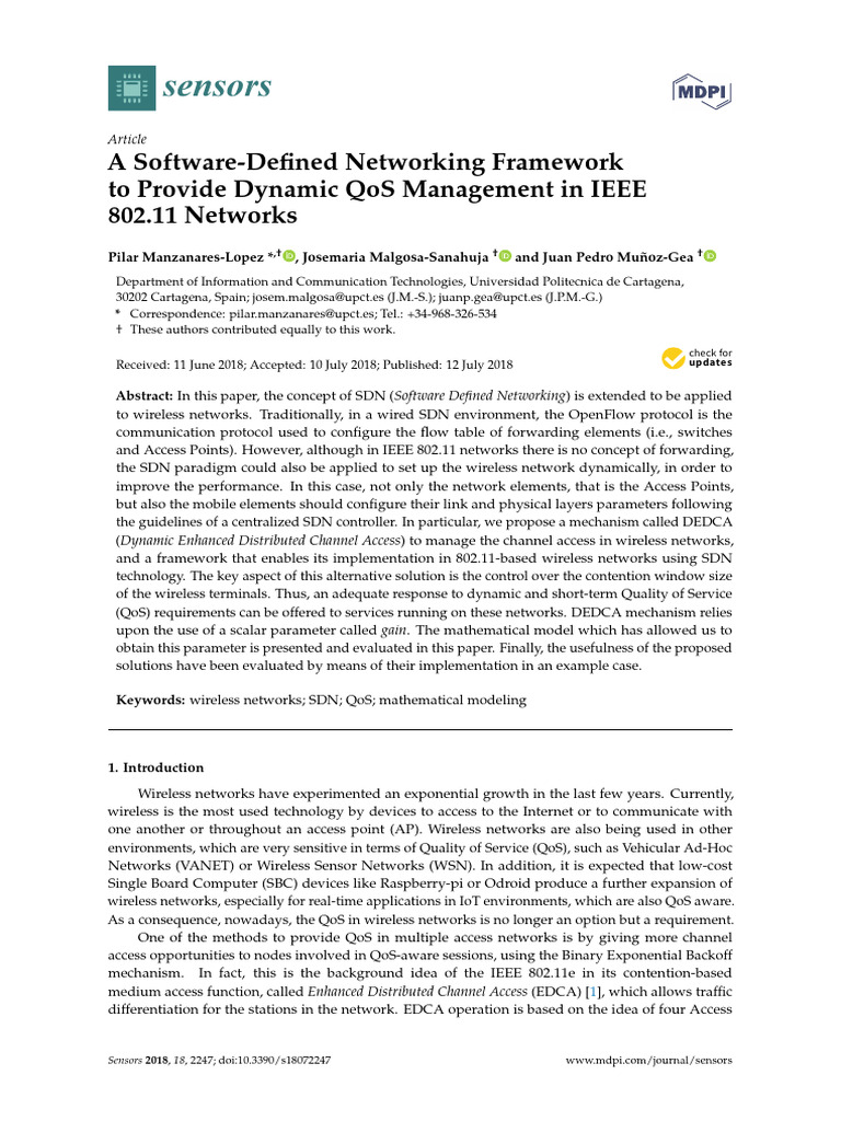 Dynamic QoS Management in Wireless SDN | PDF | Computer Network ...
