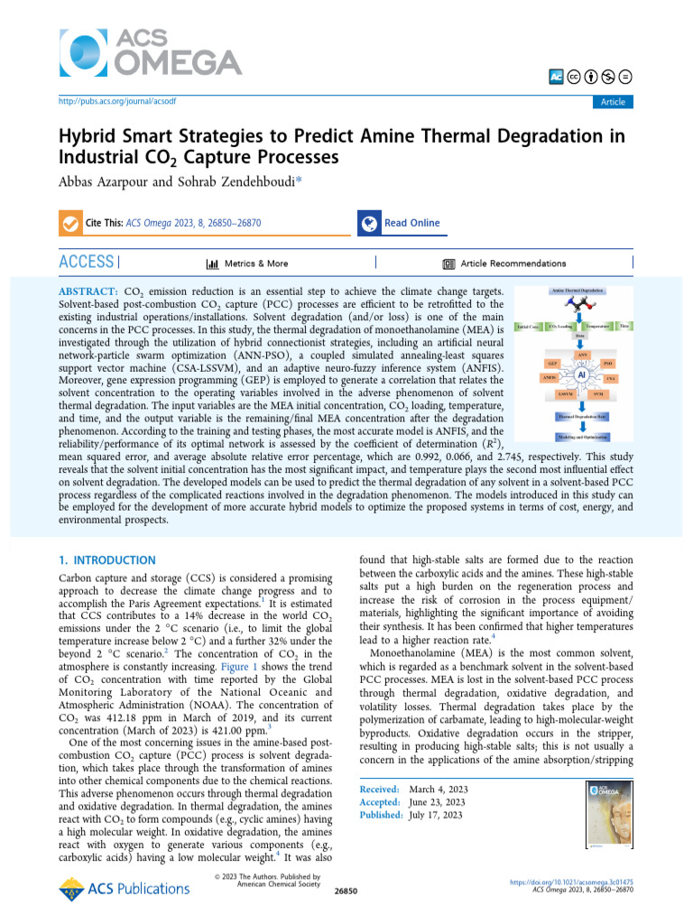 Predicting MEA Degradation in CO2 Capture | PDF | Support Vector ...
