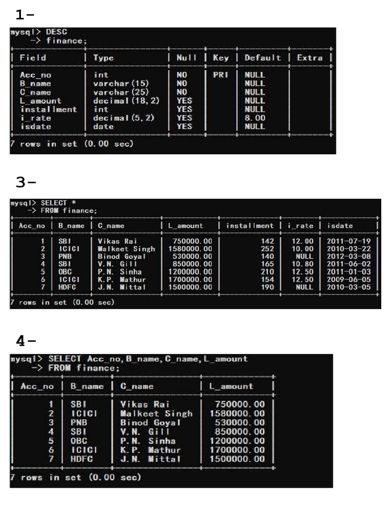 SQL Ques Output | PDF