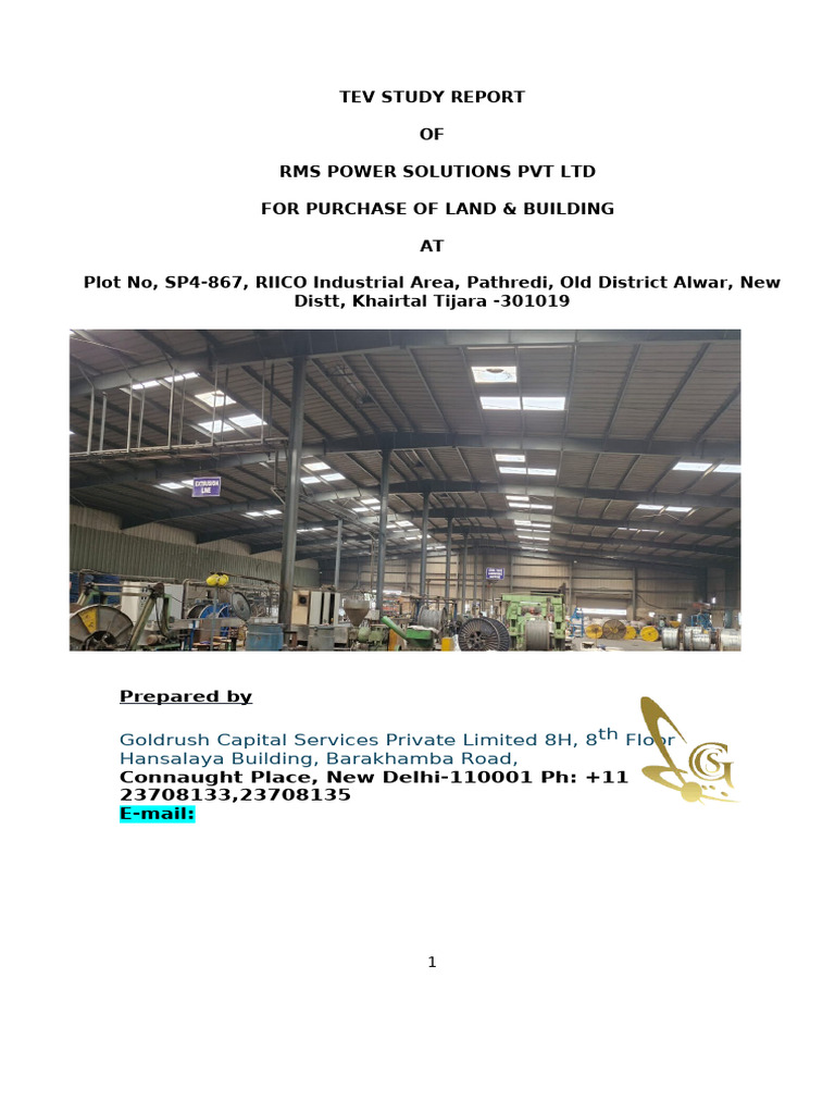 TEV Study for RMS Power Solutions Land Purchase | PDF | Business