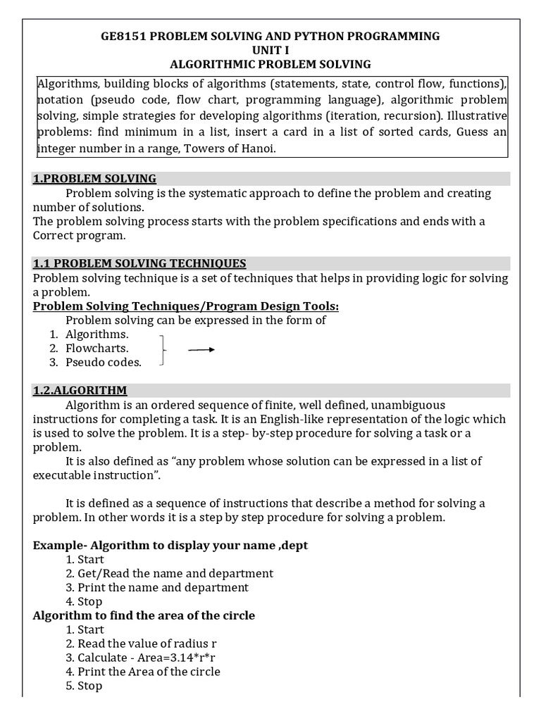 unit_1 | PDF | Algorithms | Control Flow