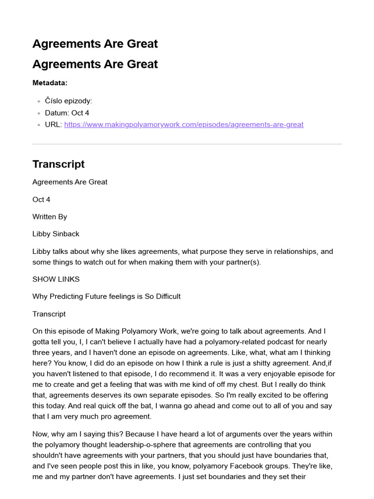 Importance of Agreements in Relationships | PDF | Polyamory | Social ...