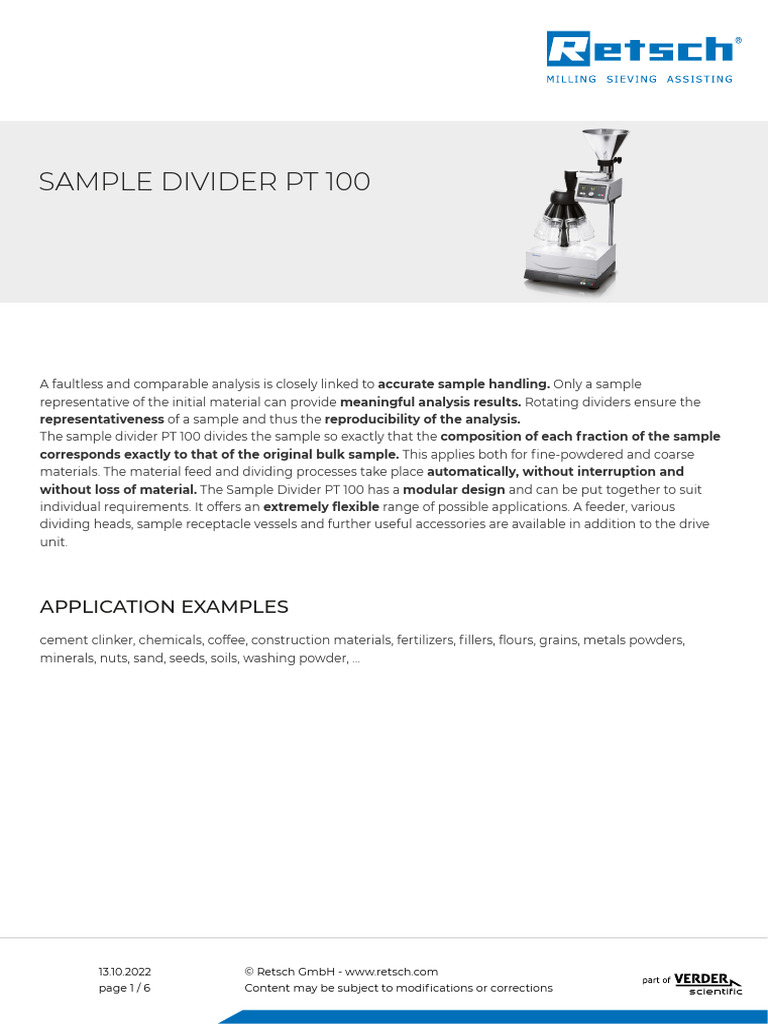Sample Divider PT-100 | PDF | Materials | Physical Sciences