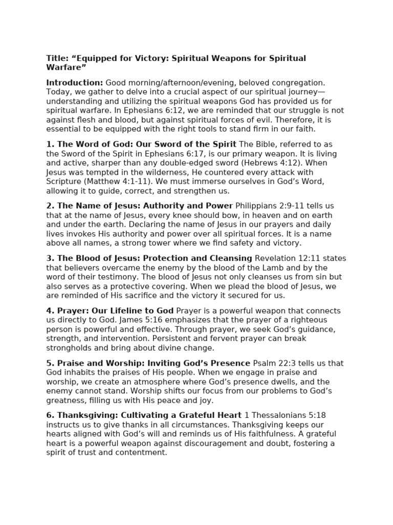 50 Weapons Of Spiritual Warfare Pdf