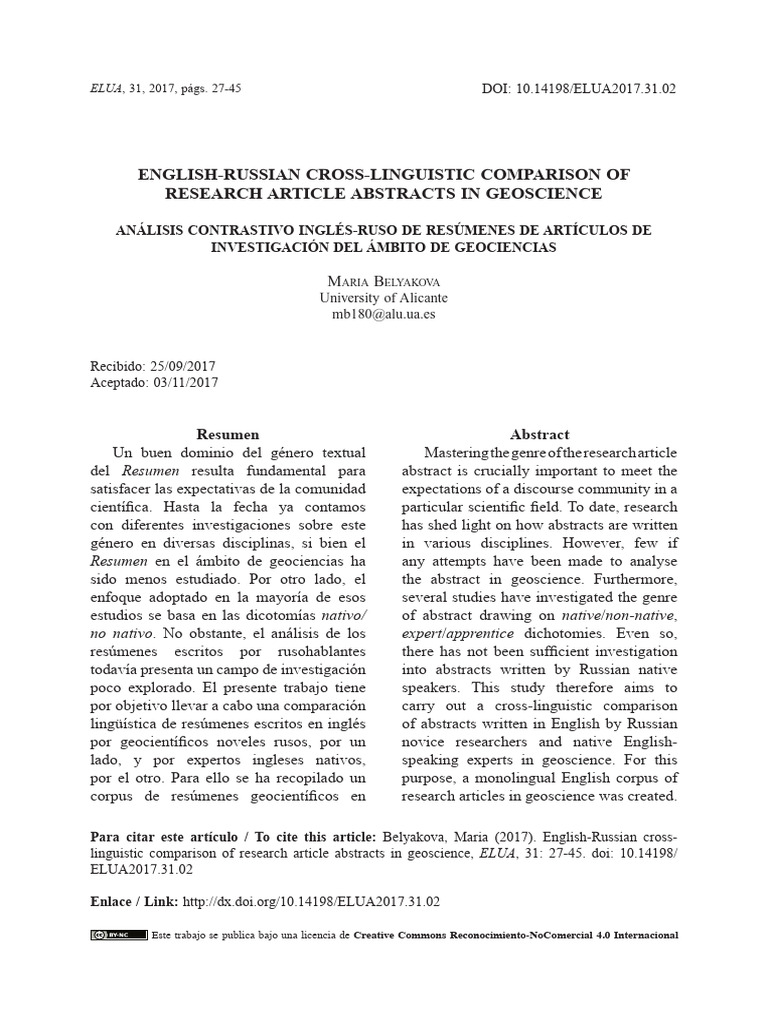 English Russian Cross Linguistic Comparison of Research 2nasu993yc | PDF