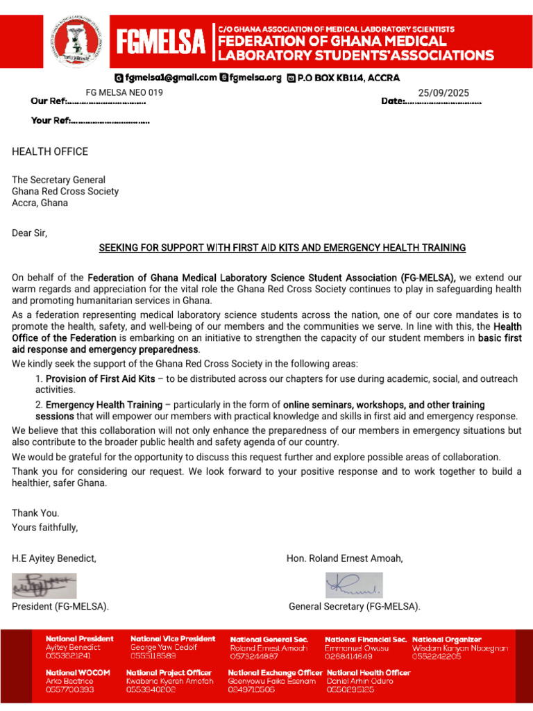 Request for First Aid Support and Training | PDF