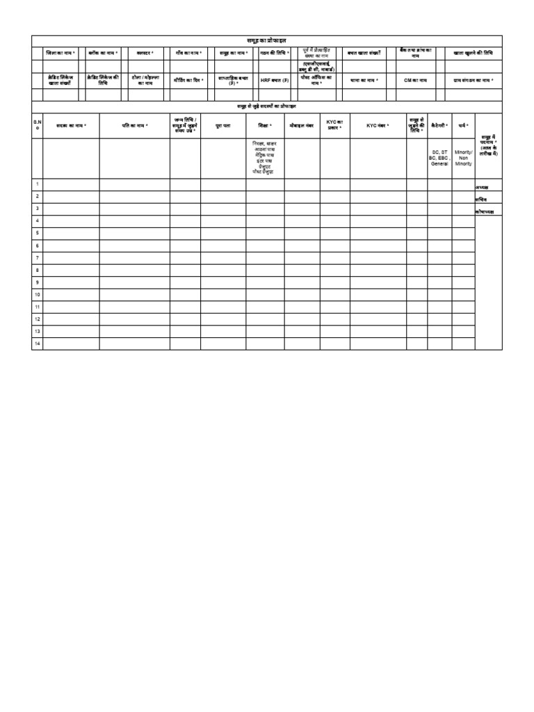 Final PG CLF VO SHG Member CP Profile Format | PDF