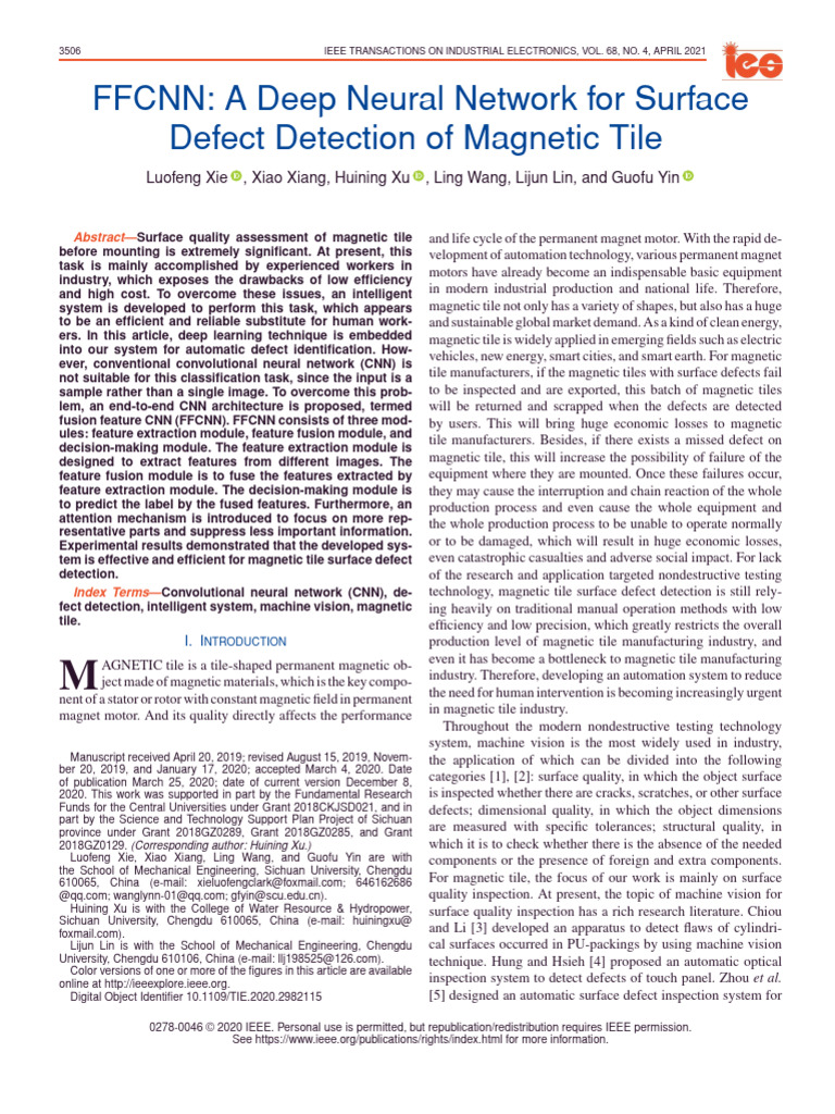 FFCNN a Deep Neural Network for Surface Defect Detection of Magnetic ...