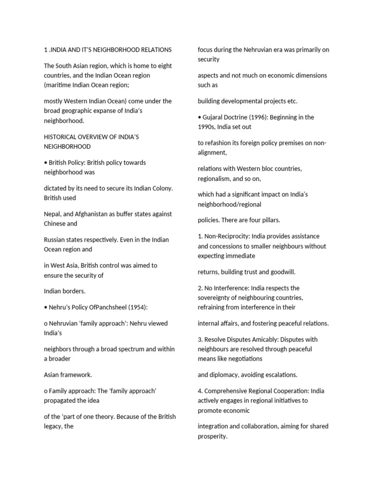 India’s Neighborhood Relations Overview | PDF | Pakistan | South Asia
