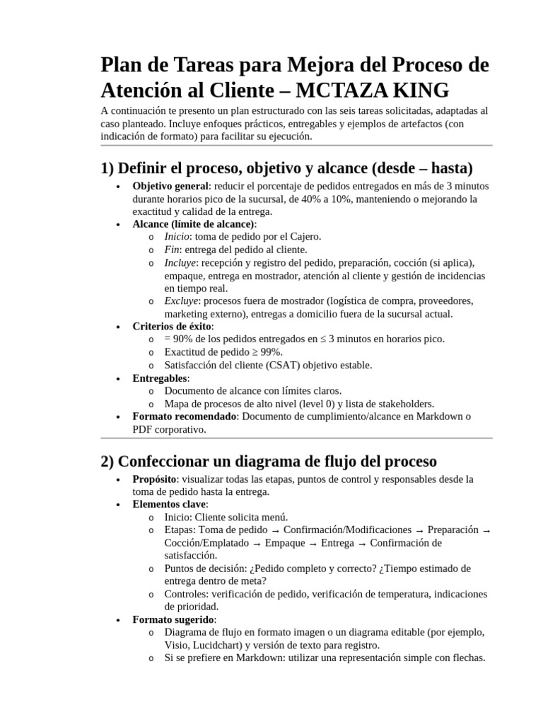 Plan de Mejora en Atención al Cliente | PDF