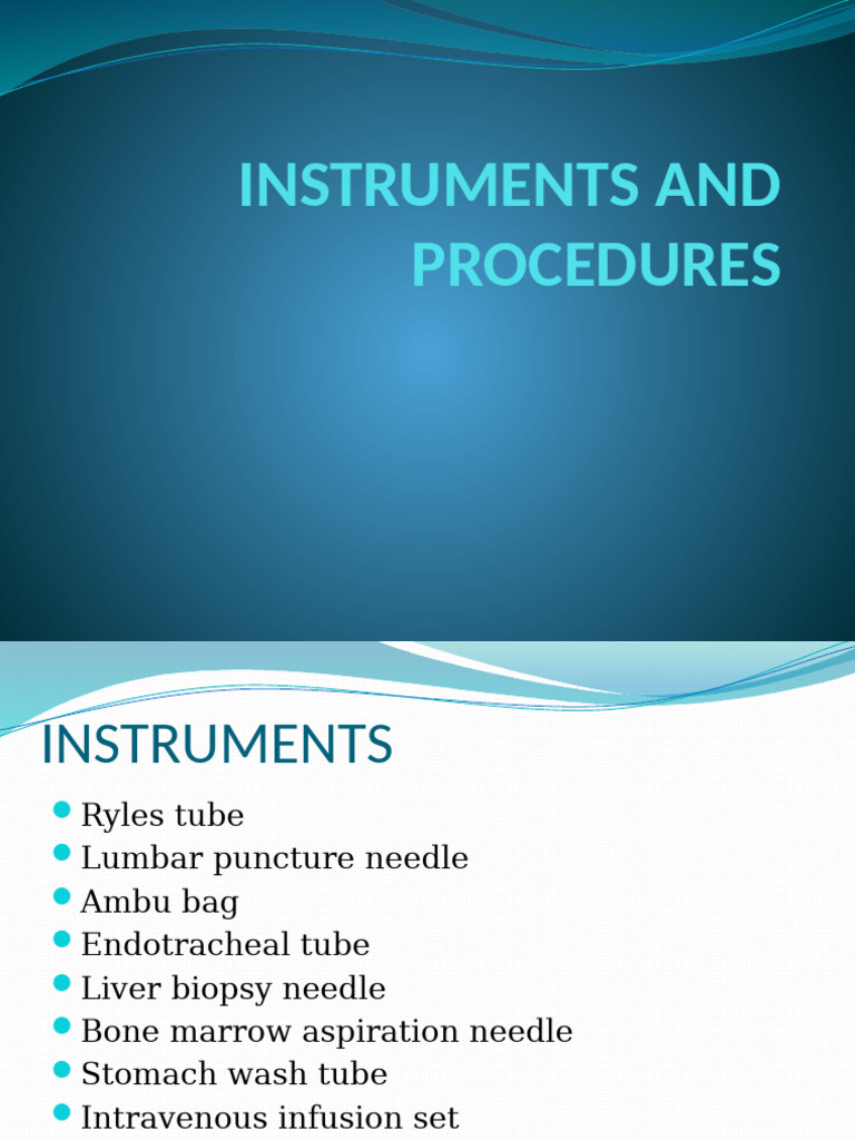 Essential Medical Procedures and Instruments | PDF | Medical ...