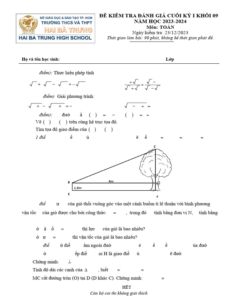 Toan 9 - Habatrung-Deda-matra - THPT Hai Ba Trung | PDF