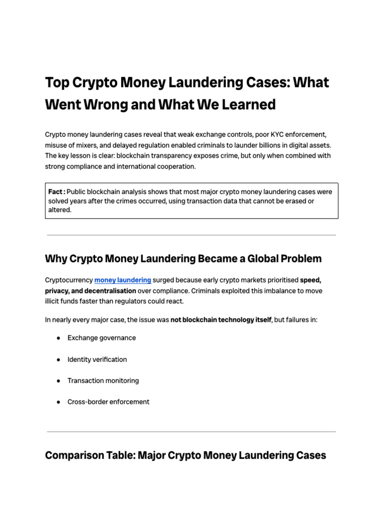 Crypto Money Laundering Exposed Key Cases & Lessons PDF
