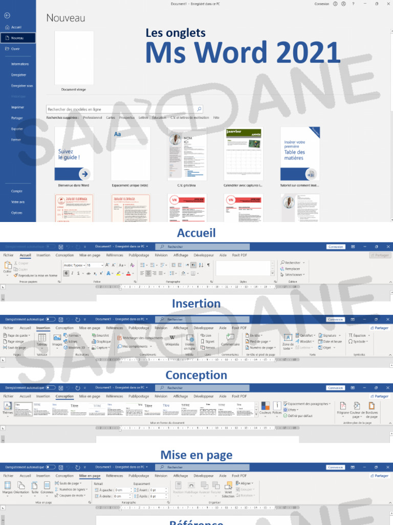 Les Onglets MS Word 2021 - FR & Ar-1 | PDF