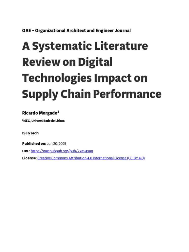 Digital Technologies in Supply Chains | PDF | Systematic Review ...