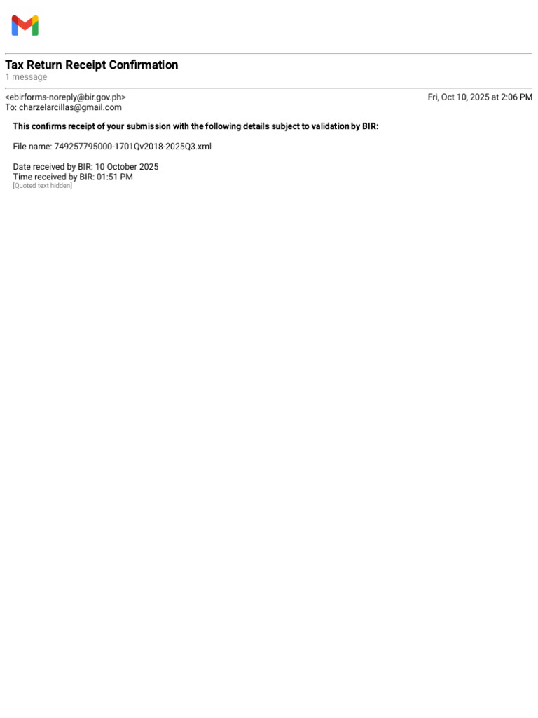Tax Return Submission Confirmation | PDF