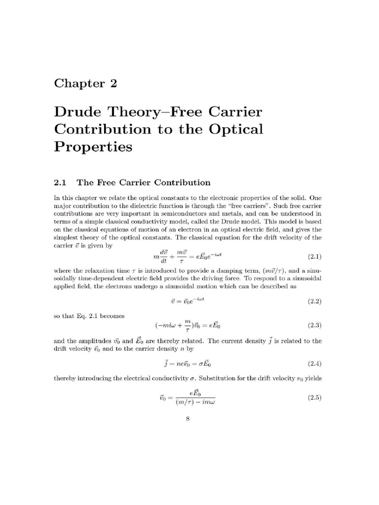 Theory of Free Carrier | PDF
