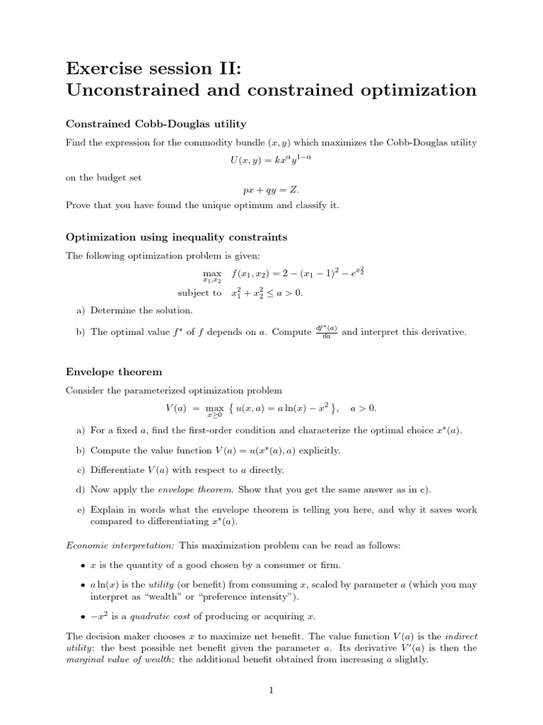 Cobb-Douglas Optimization Techniques | PDF
