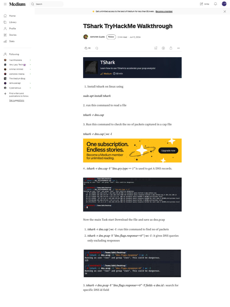 TShark TryHackMe Walkthrough Guide | PDF | Cyberwarfare | Security