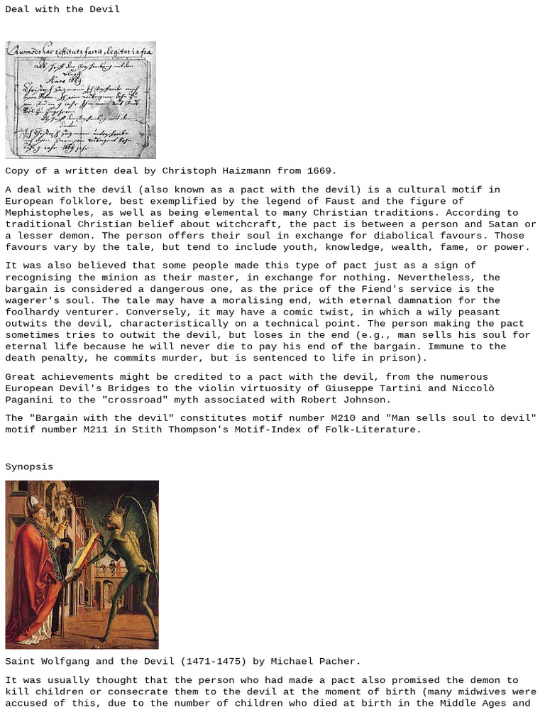 The Cultural Motif of Devil Pacts | PDF | Supernatural