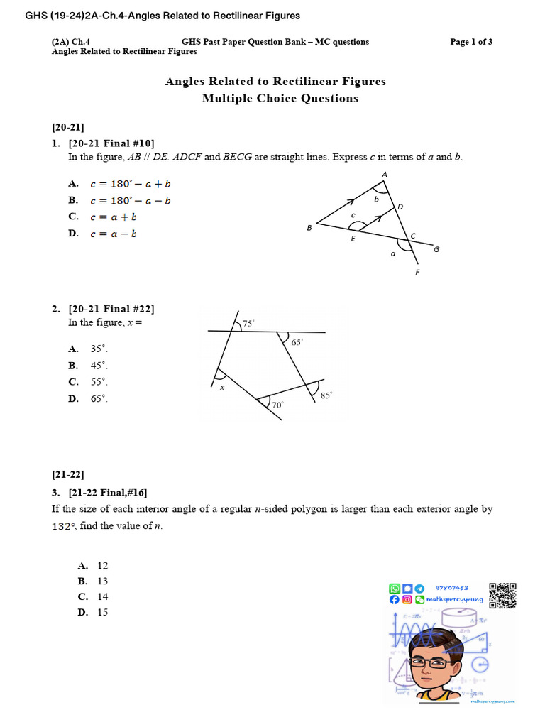 Ghs 19 242a Ch.4 Angles Related to Rectilinear Figures | PDF | Triangle ...