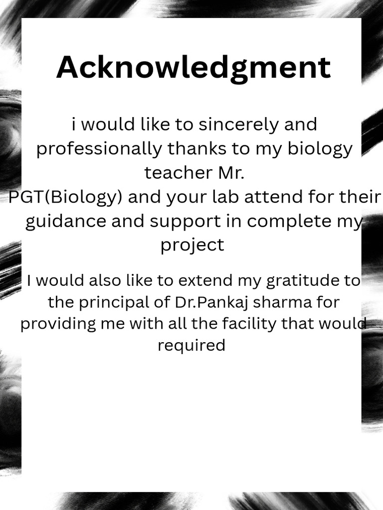 Acknowledgment for Biology Project Support | PDF