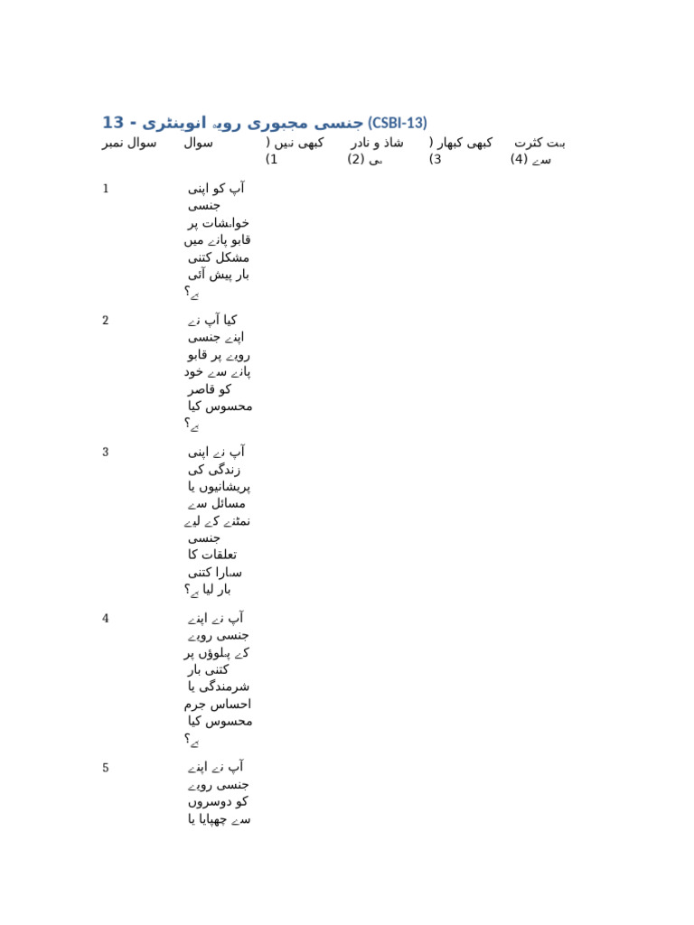 Csbi 13 Table | PDF