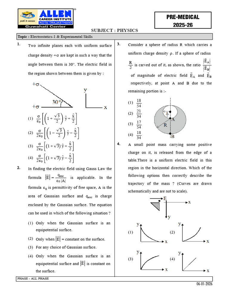 Electrostatics Concepts and Problems | PDF | Electric Field | Sphere
