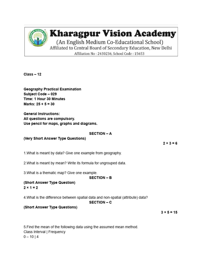 Class 12 Geography Practical Exam Guide | PDF