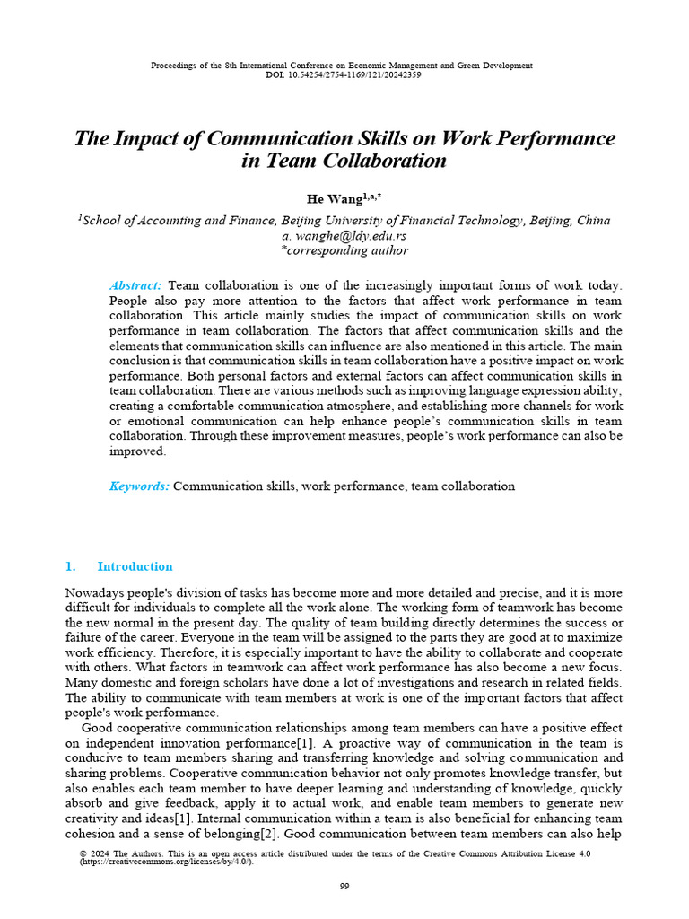 Communication Skills Boost Team Performance | PDF | Communication | Job ...